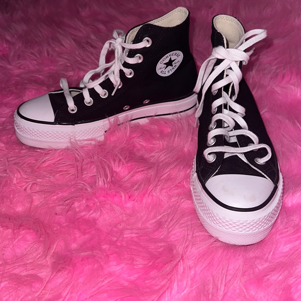 Converse Black Platform High Tops size 6